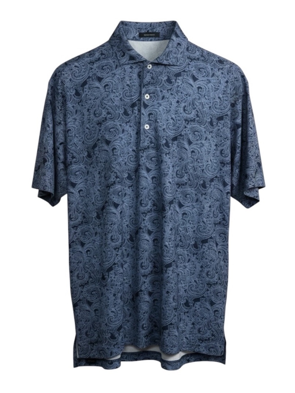 Turtleson Navy Blue Paisley Short Sleeve Polo Shirt Size Large